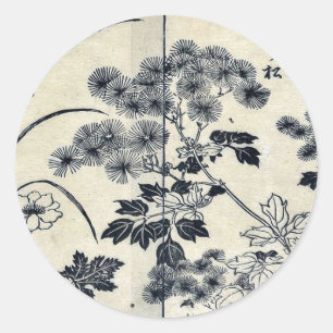 Twee dennen naald bloemen door Tachibana, Yasukuni Ronde Sticker