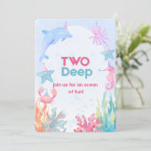 Twee Diepe Oceaangeburtagsuitnodiging Kaart (Staand voorkant)