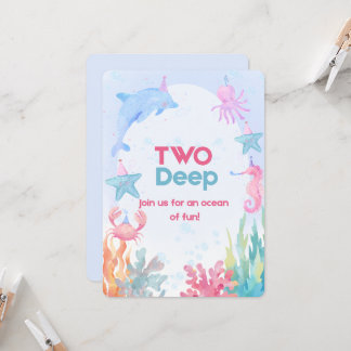 Twee Diepe Oceaangeburtagsuitnodiging Kaart