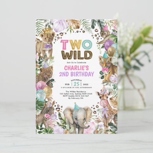 Twee dieren van de partij Wild Safari, meisje van  Kaart (Staand voorkant)