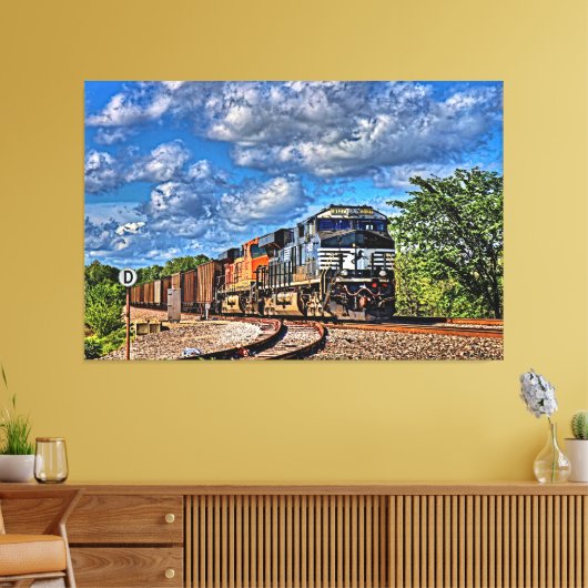 Twee diesellocomotieven met 60 x 40 inch groot canvas afdruk (Insitu (Woonkamer))