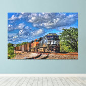 Twee diesellocomotieven met 60 x 40 inch groot canvas afdruk (Insitu (Houten vloer))