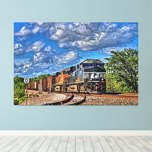 Twee diesellocomotieven met 60 x 40 inch groot canvas afdruk (Insitu (Houten vloer))