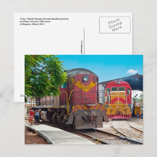 Twee diesellocomotives briefkaart (Voorkant / Achterkant)