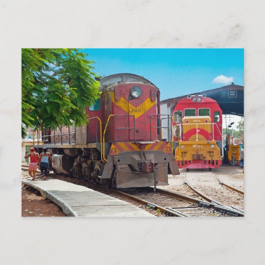 Twee diesellocomotives briefkaart (Voorkant)