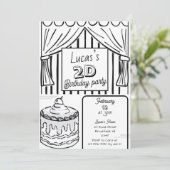 Twee Dimensional Comic Style Birthday Kaart (Staand voorkant)