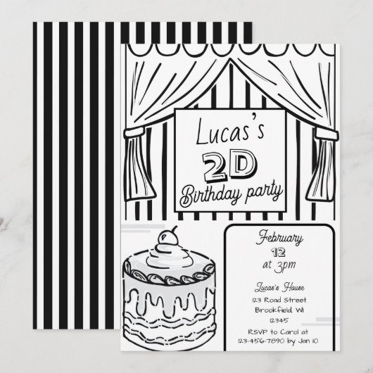 Twee Dimensional Comic Style Birthday Kaart (Voorkant / Achterkant)