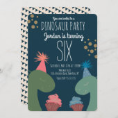 Twee Dinosaur Birthday Cupcakes Glittler Confetti Kaart (Voorkant / Achterkant)