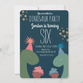 Twee Dinosaur Birthday Cupcakes Glittler Confetti Kaart (Voorkant)