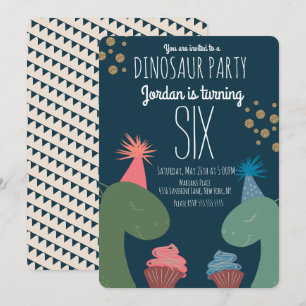 Twee Dinosaur Verjaardag Cupcakes Glittler Confett Kaart