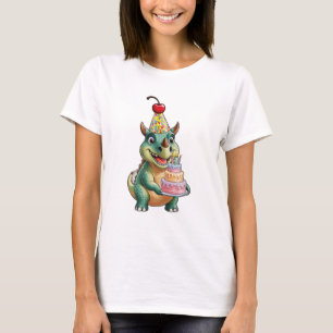 Twee dinosaurussen dansen alsof ze op een feestje  t-shirt