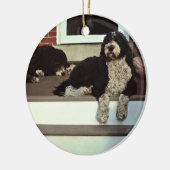 twee doedels op porch keramisch ornament (Links)