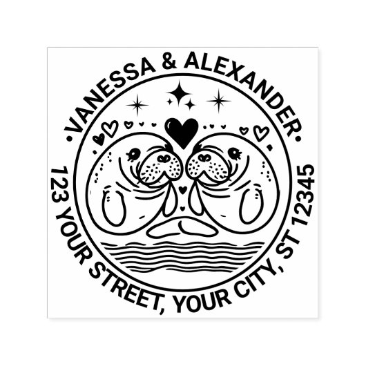 Twee doejongs in liefdeskoppel Naam Retouradres Zelfinktende Stempel (Design)