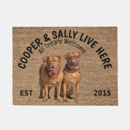 Twee Dogue de Bordeaux gepersonaliseerd Hondenlief Deurmat