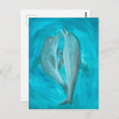 Twee dolfijnen die Wilde en Vrije in de Oceaan spe Briefkaart (Voorkant / Achterkant)