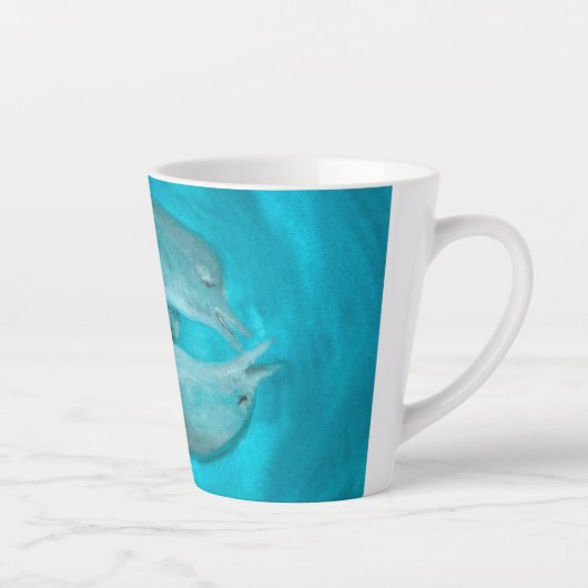 Twee dolfijnen die Wilde en Vrije in de Oceaan spe Latte Mok (Rechts)