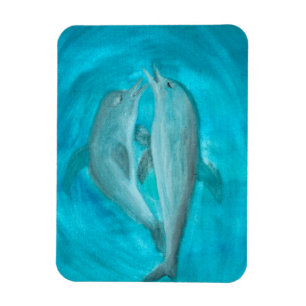 Twee dolfijnen die Wilde en Vrije in de Oceaan spe Magneet