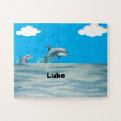 Twee dolfijnen spelen legpuzzel (Horizontaal)