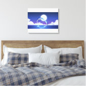 Twee dolfijnen zonder fles springen uit het water canvas afdruk (Insitu (Slaapkamer))