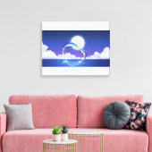 Twee dolfijnen zonder fles springen uit het water canvas afdruk (Insitu (Woonkamer))