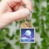 Twee dolfijnen zonder fles springen uit het water sleutelhanger (Hand)