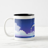 Twee dolfijnen zonder fles springen uit het water tweekleurige koffiemok (Links)