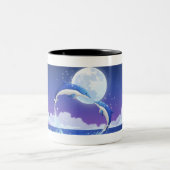 Twee dolfijnen zonder fles springen uit het water tweekleurige koffiemok (Center)