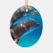 Twee dolfijnen zwemmen keramisch ornament (Rechts)