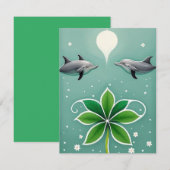 Twee dolfijnen zwemmen notitiekaartje (Voorkant / Achterkant)