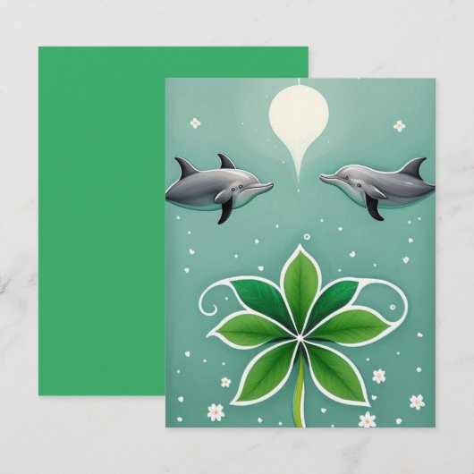 Twee dolfijnen zwemmen notitiekaartje (Voorkant / Achterkant)