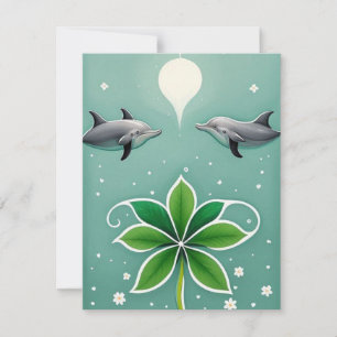 Twee dolfijnen zwemmen notitiekaartje
