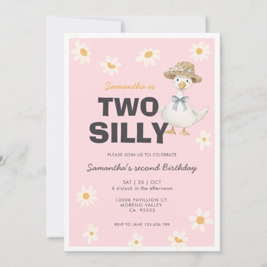 Twee domme gans Daisy verjaardagsfeest uitnodiging (Voorkant)