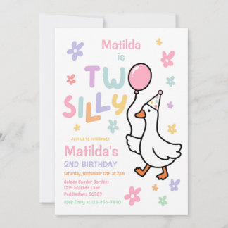 Twee domme gans meisje pastel 2de verjaardagsfeest kaart