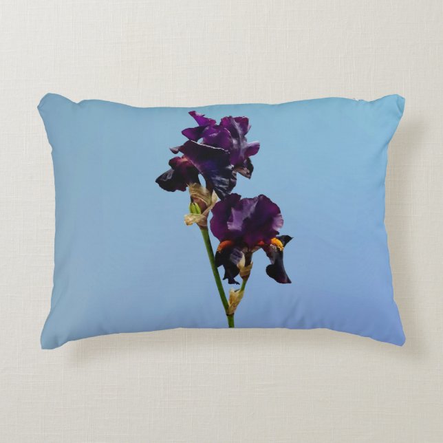 Twee donkere Paarse Irises Pillow Accent Kussen (Voorkant)