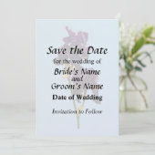 Twee donkere Paarse Irises sparen de Datum Save The Date (Staand voorkant)