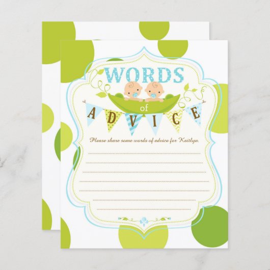 Twee doperwten in een Kaart met twee peul (Voorkant / Achterkant)