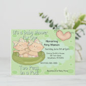 Twee doperwten in het Baby shower Kaart (Staand voorkant)