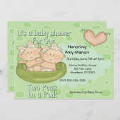 Twee doperwten in het Baby shower Kaart (Voorkant / Achterkant)