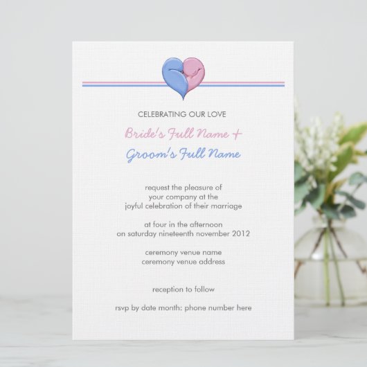 Twee Doves één hart 2 bruiloft uitnodiging (Staand voorkant)