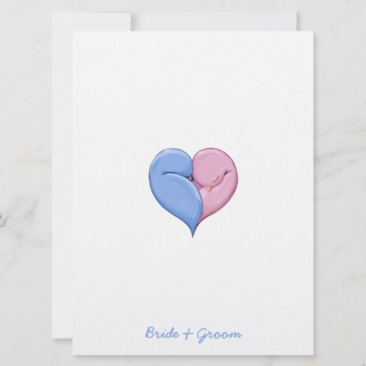 Twee Doves één hart 2 bruiloft uitnodiging (Achterkant)