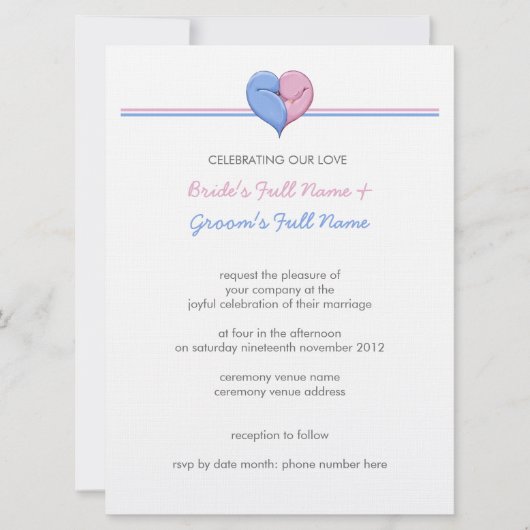 Twee Doves één hart 2 bruiloft uitnodiging (Voorkant)