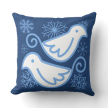 Twee doves Winter Blue Reversible Pillow