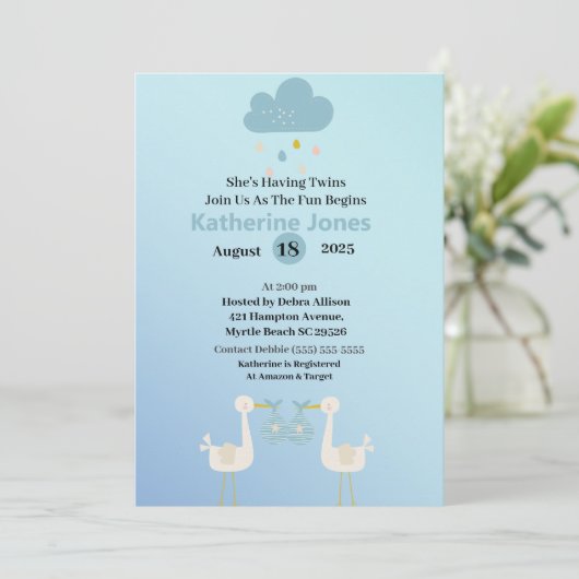 Twee dozen met een hittedouche voor baby kaart (Staand voorkant)