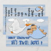 Twee dozen - Stork Baby Shower Invitting Kaart (Voorkant / Achterkant)