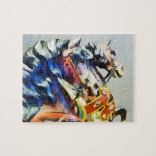 Twee draaimolenspaarden Close-up Legpuzzel