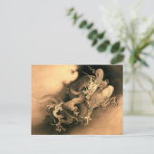 Twee Dragons in Clouds (1885) door Kanō Hōgai Briefkaart (Staand voorkant)