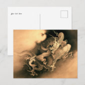 Twee Dragons in Clouds (1885) door Kanō Hōgai Briefkaart (Voorkant / Achterkant)