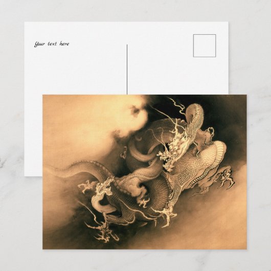 Twee Dragons in Clouds (1885) door Kanō Hōgai Briefkaart (Voorkant / Achterkant)