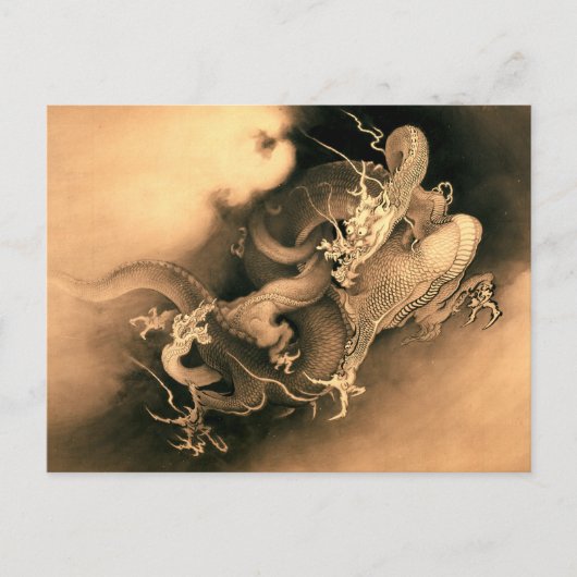 Twee Dragons in Clouds (1885) door Kanō Hōgai Briefkaart (Voorkant)