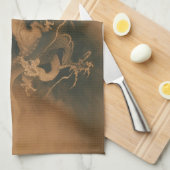 Twee Dragons in Clouds  Theedoek (Quarter Fold)